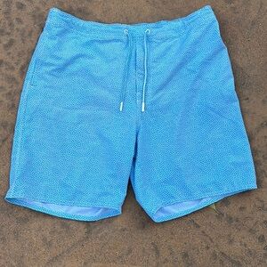Johnnie-O Light Blue & Orange Dot Men's Lined Swim Trunks XXL